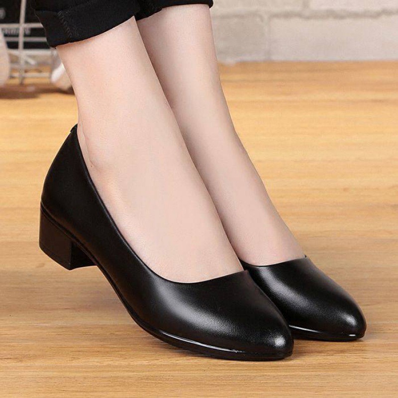 Leather Work Women Shoes - Spring Work Shoes Black Professional Women