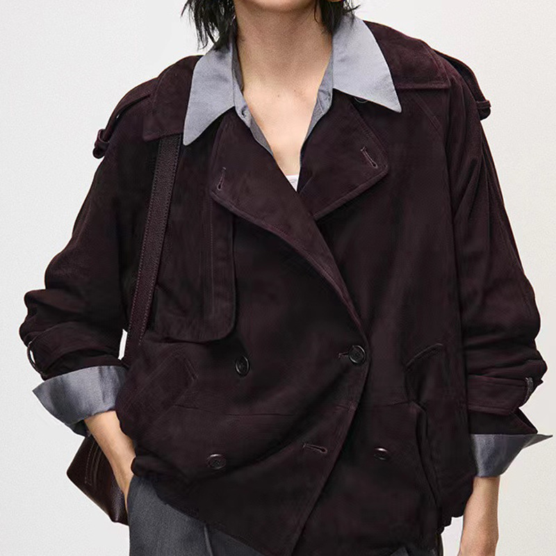 Leather Work Jacket Women'S - Real Suede Jacket Autumn Women Sheepskin