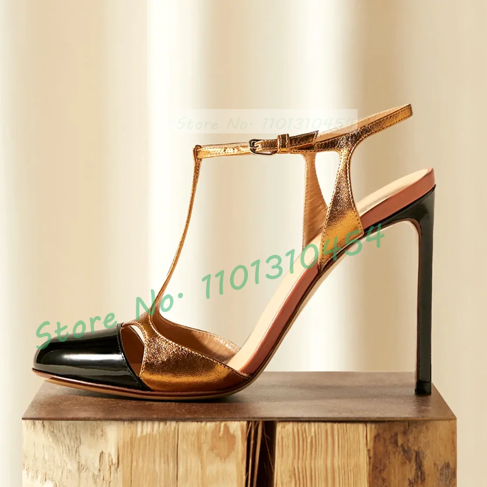 Two Tones T-bar Sandals For Wo - Leather Work Women Shoes recension och pris