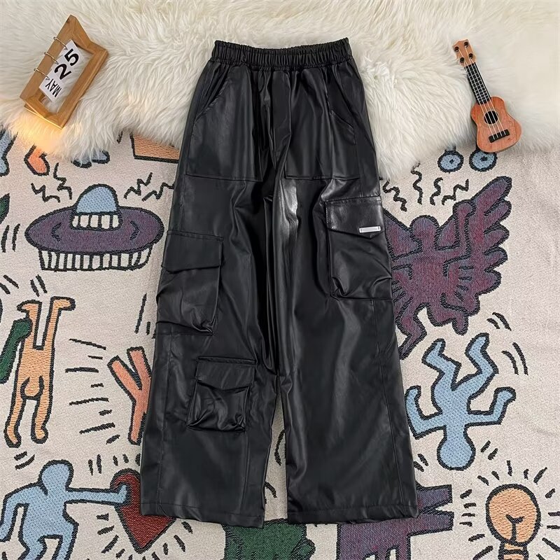Harajuku Men's PU Leather Pant - Leather Work Overalls recension och pris