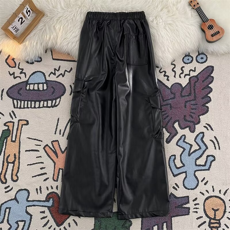 Harajuku Men's PU Leather Pant - Leather Work Overalls recension och pris