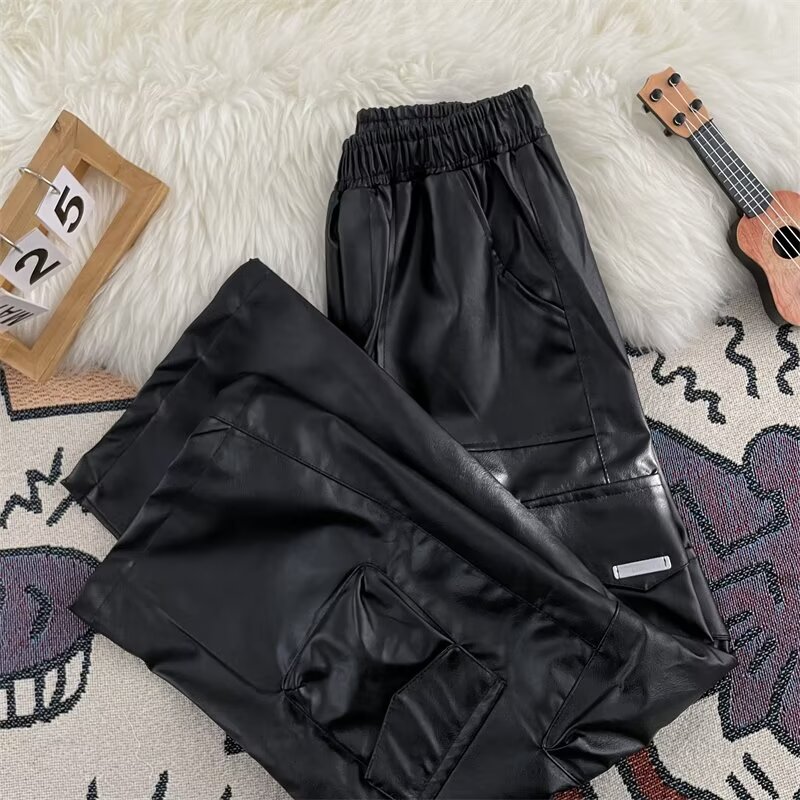Harajuku Men's PU Leather Pant - Leather Work Overalls recension och pris