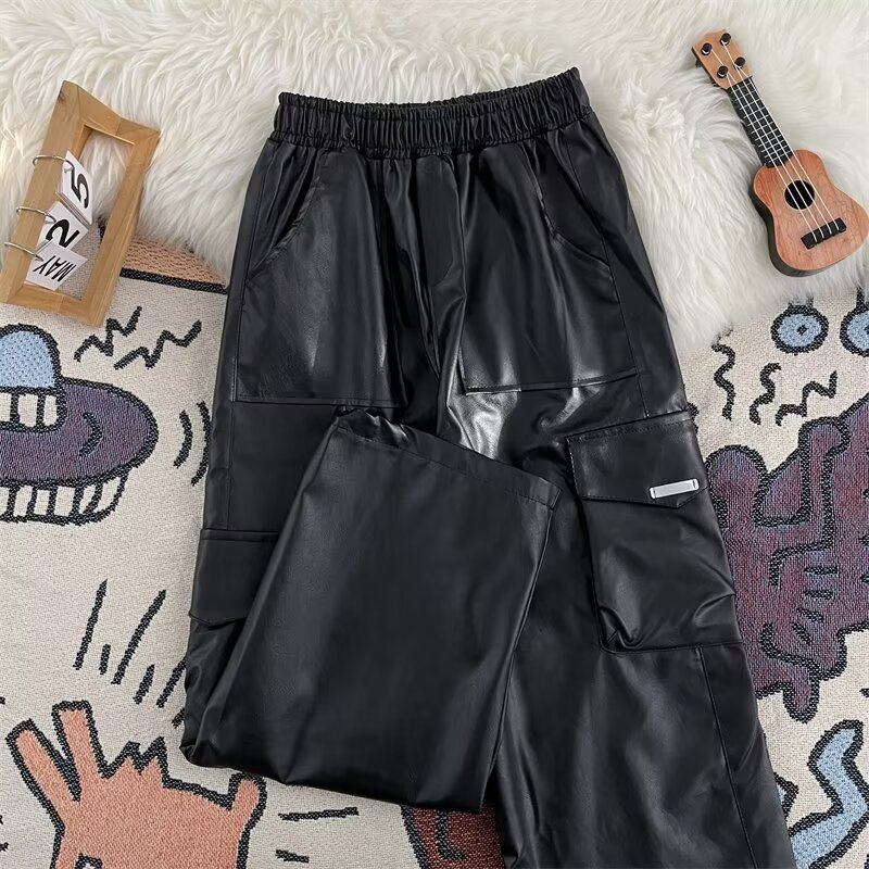 Harajuku Men's PU Leather Pant - Leather Work Overalls recension och pris
