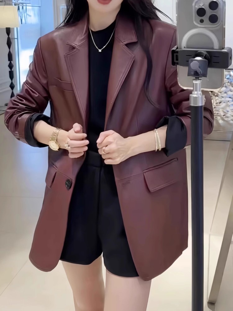 Autumn Office Ladies Work Mid  - Leather Work Jacket Women'S recension och pris