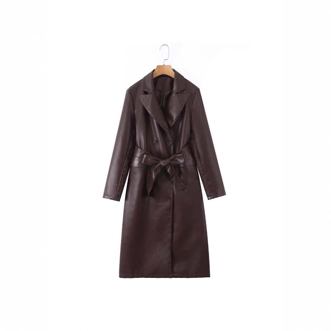 Women Trench Coat Faux Leather - Leather Work Jacket Women'S recension och pris