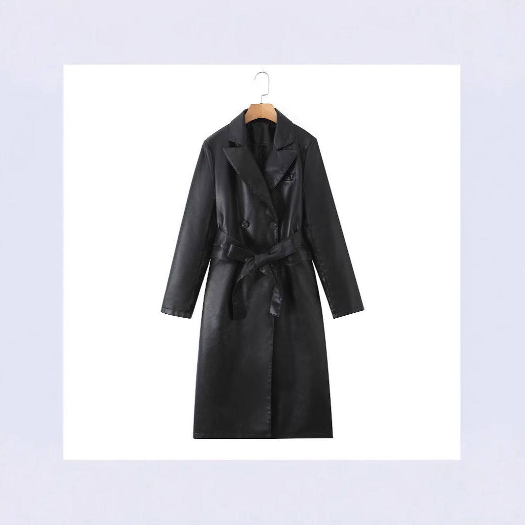 Women Trench Coat Faux Leather - Leather Work Jacket Women'S recension och pris