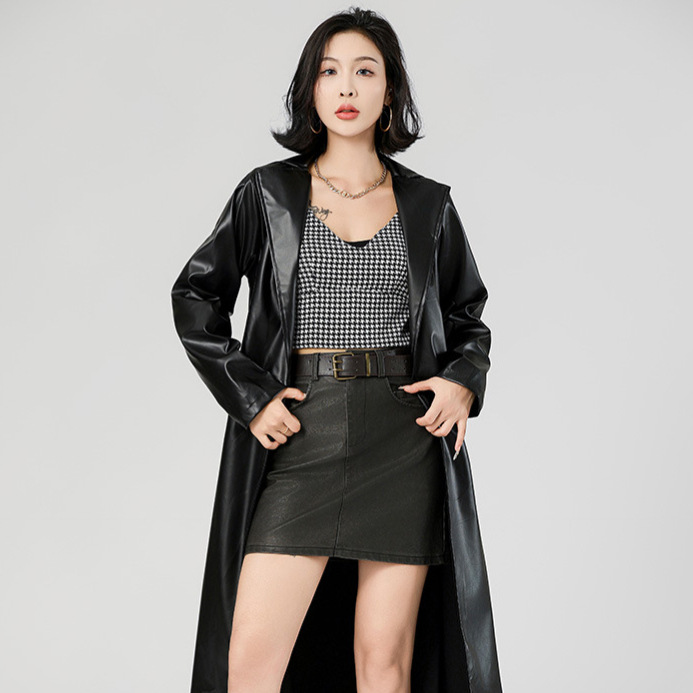 Women Mid Length Coats Faux Le - Leather Work Jacket Women'S recension och pris