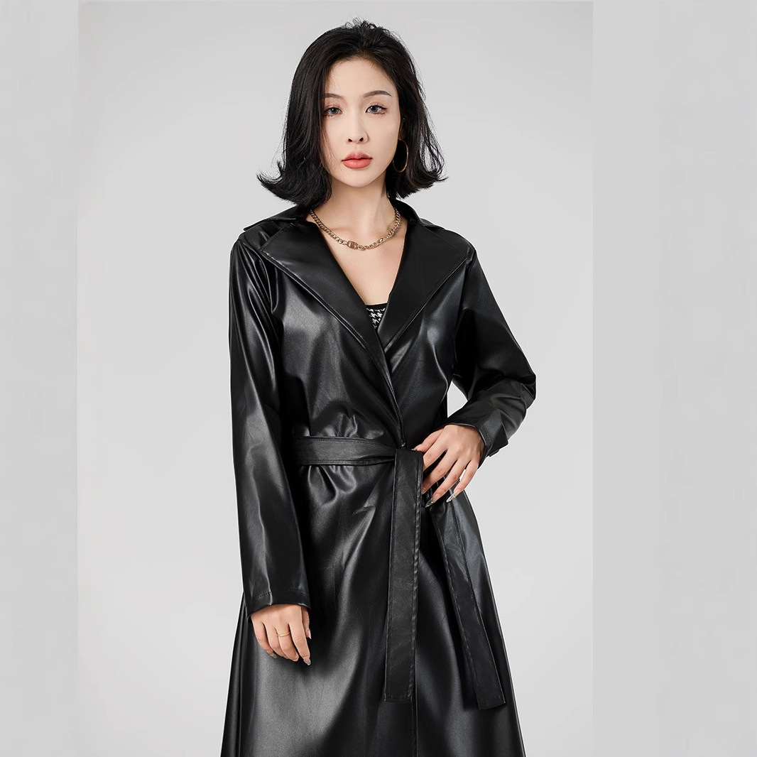 Women Mid Length Coats Faux Le - Leather Work Jacket Women'S recension och pris