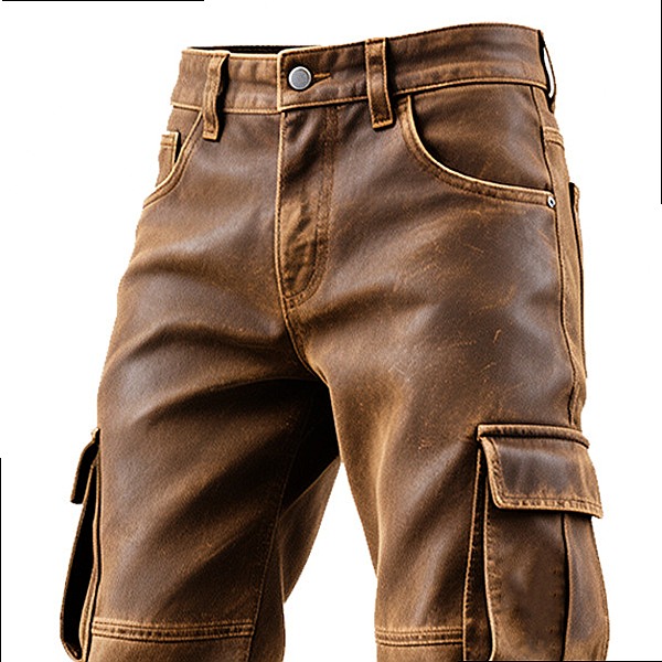 Mens Vintage Brown PU Leather  - Leather Work Overalls recension och pris