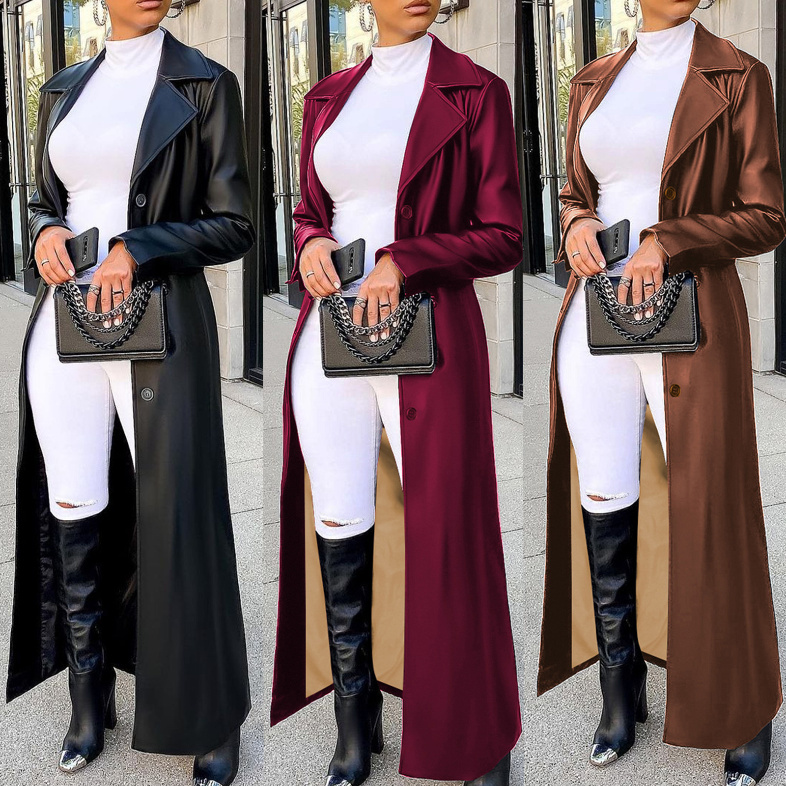 Women Coats Long Faux Leather  - Leather Work Jacket Women'S recension och pris