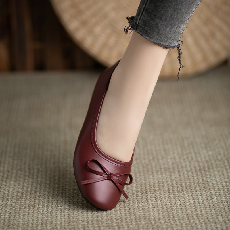 Elegant Bowknot Flat Shoes for - Leather Work Women Shoes recension och pris