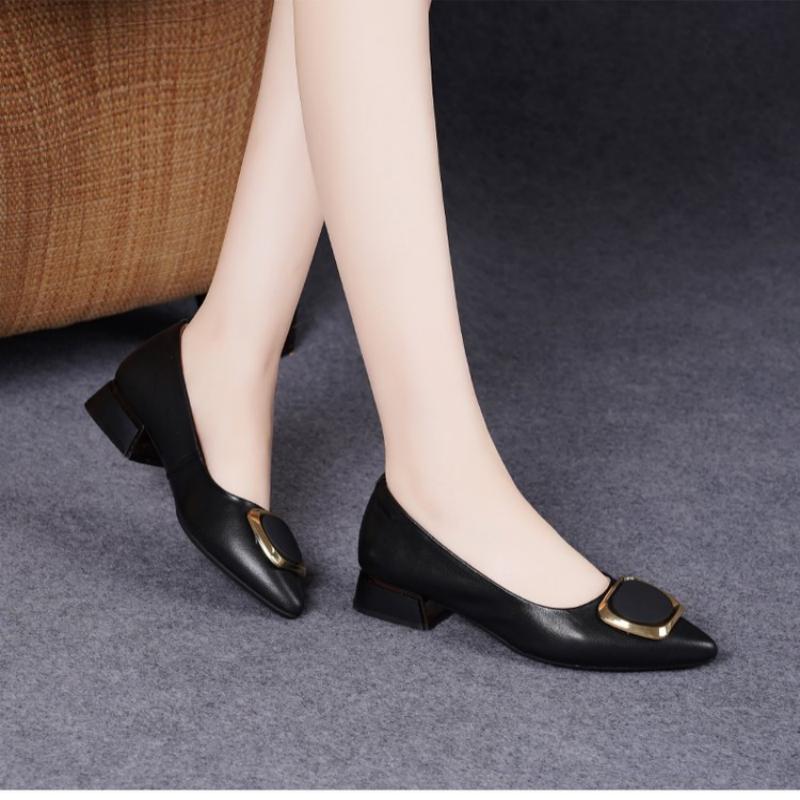 Spring Women's Pointed-Toe Chu - Leather Work Women Shoes recension och pris