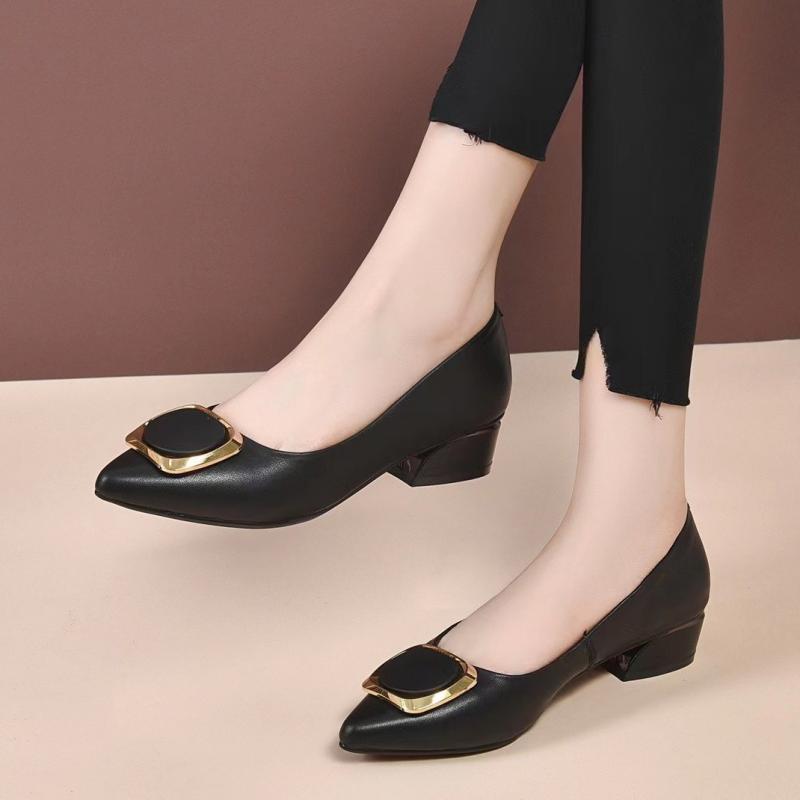 Spring Women's Pointed-Toe Chu - Leather Work Women Shoes recension och pris